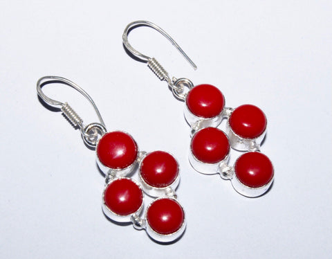 Red Coral Gemstone Earrings
